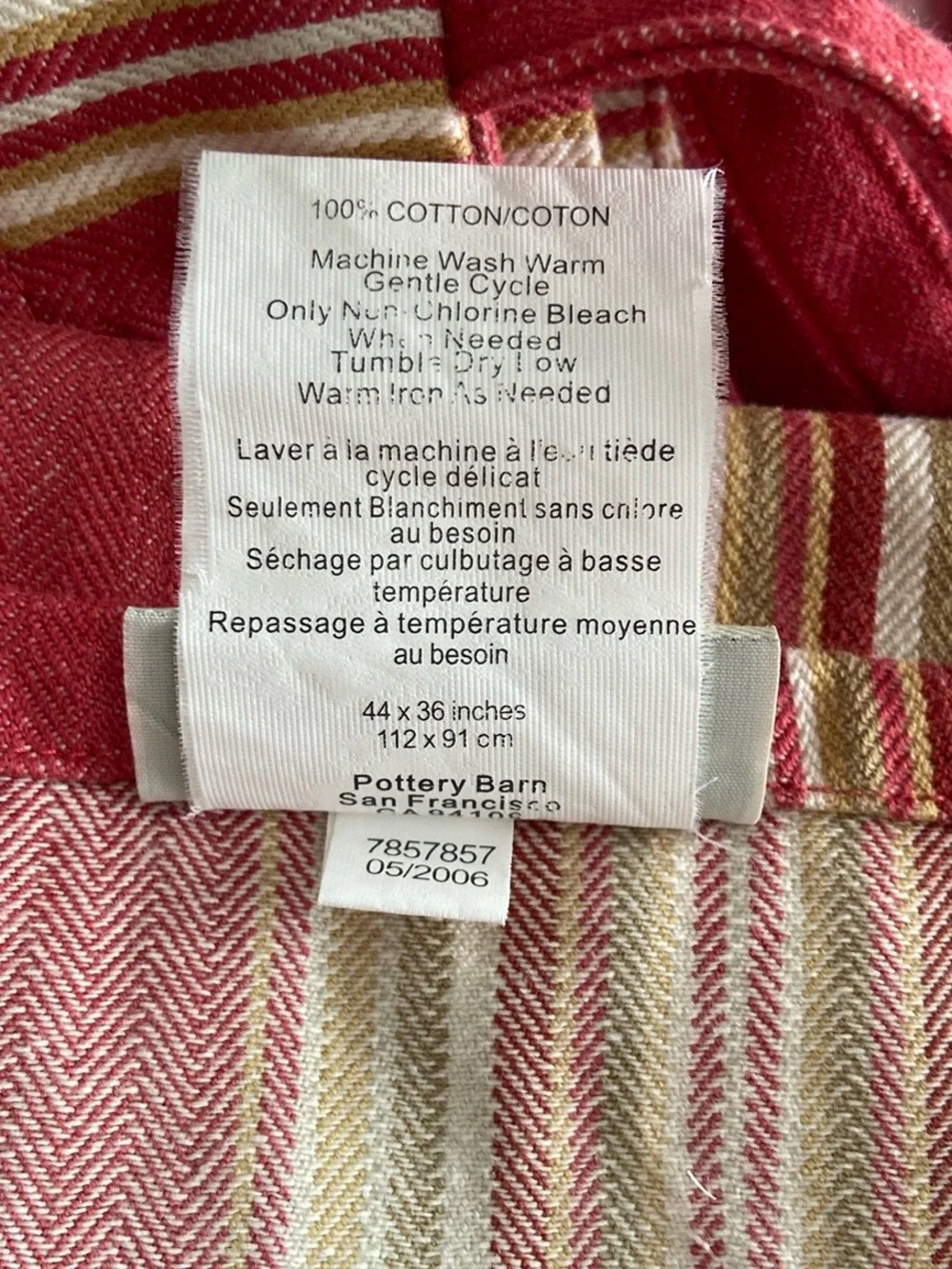 Pottery Barn Hudson Stripe Cafe 3 Curtains And 2 Valances Set Red Tan Cream